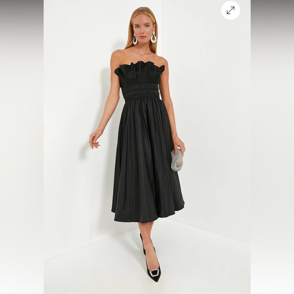 Tuckernuck Moon River Black Pleated Maxi Dresss